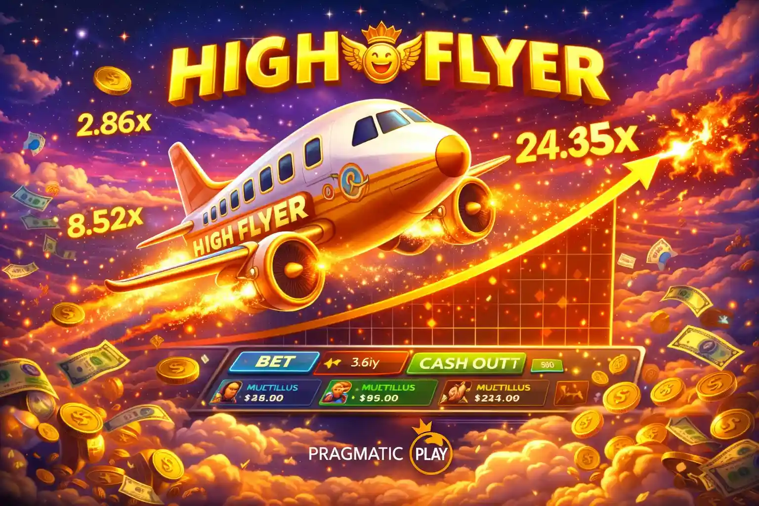 เกมกราฟเครื่องบิน High Flyer ทะยานสู่ฟ้าพร้อมตัวคูณเงินรางวัลมหาศาล